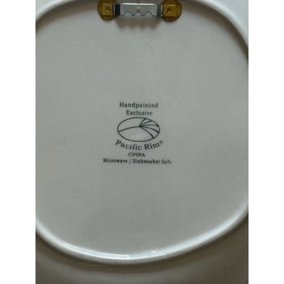 Set of 4 Pacific Rim Plates Palm Tree Green Red Border Wall Hanging Decor EUC - Picture 2 of 9